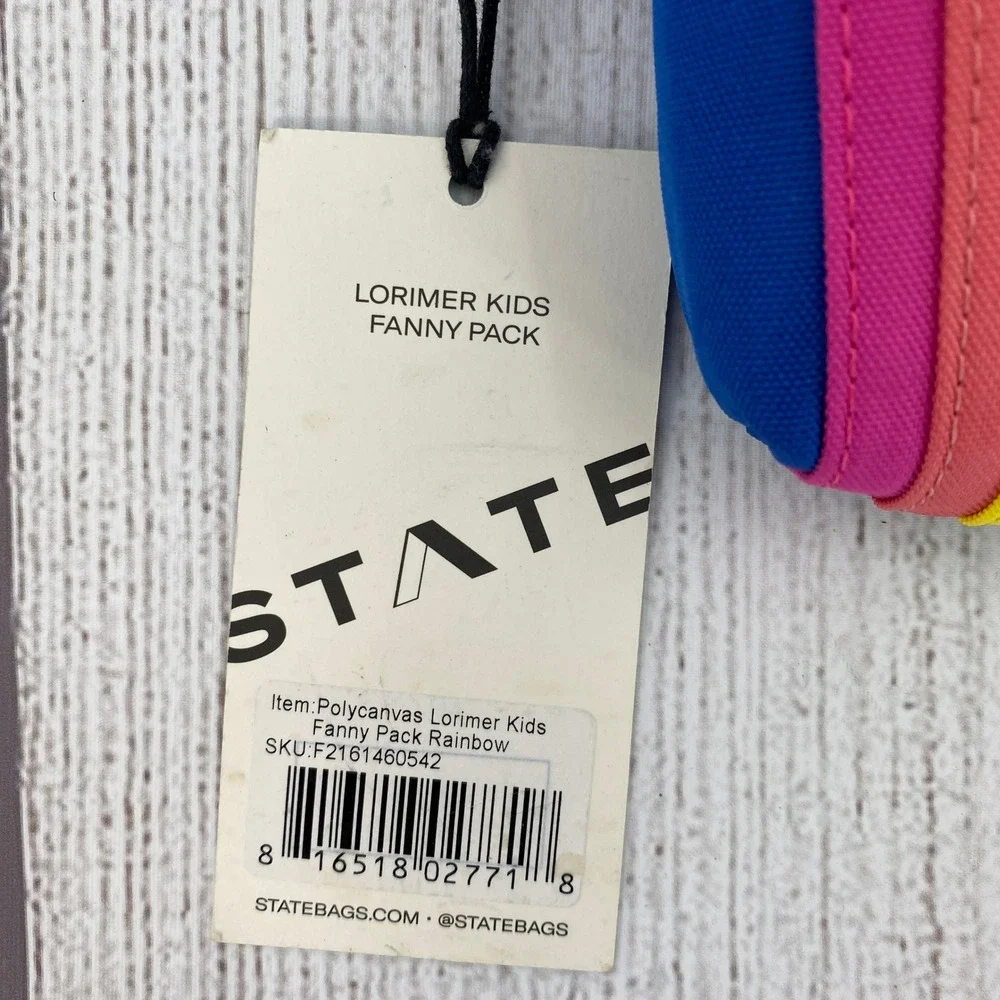 STATE Bags Lorimer Kids Fanny Pack Blue Rainbow Crossbody Waist Bag Travel Belt